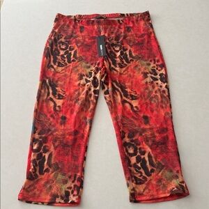 Fashion Nova Red and Brown Animal Print Leggings